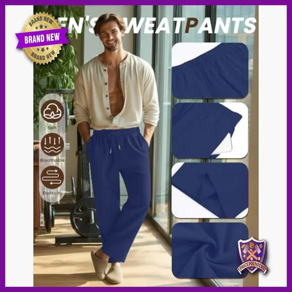 4 Pack Men's Sweatpants Lightweight Athletic Joggers Drawstring Pockets Lounge